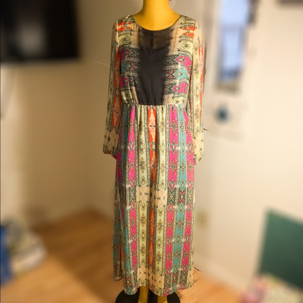 Bohemian- Multicolored  print Maxi dress